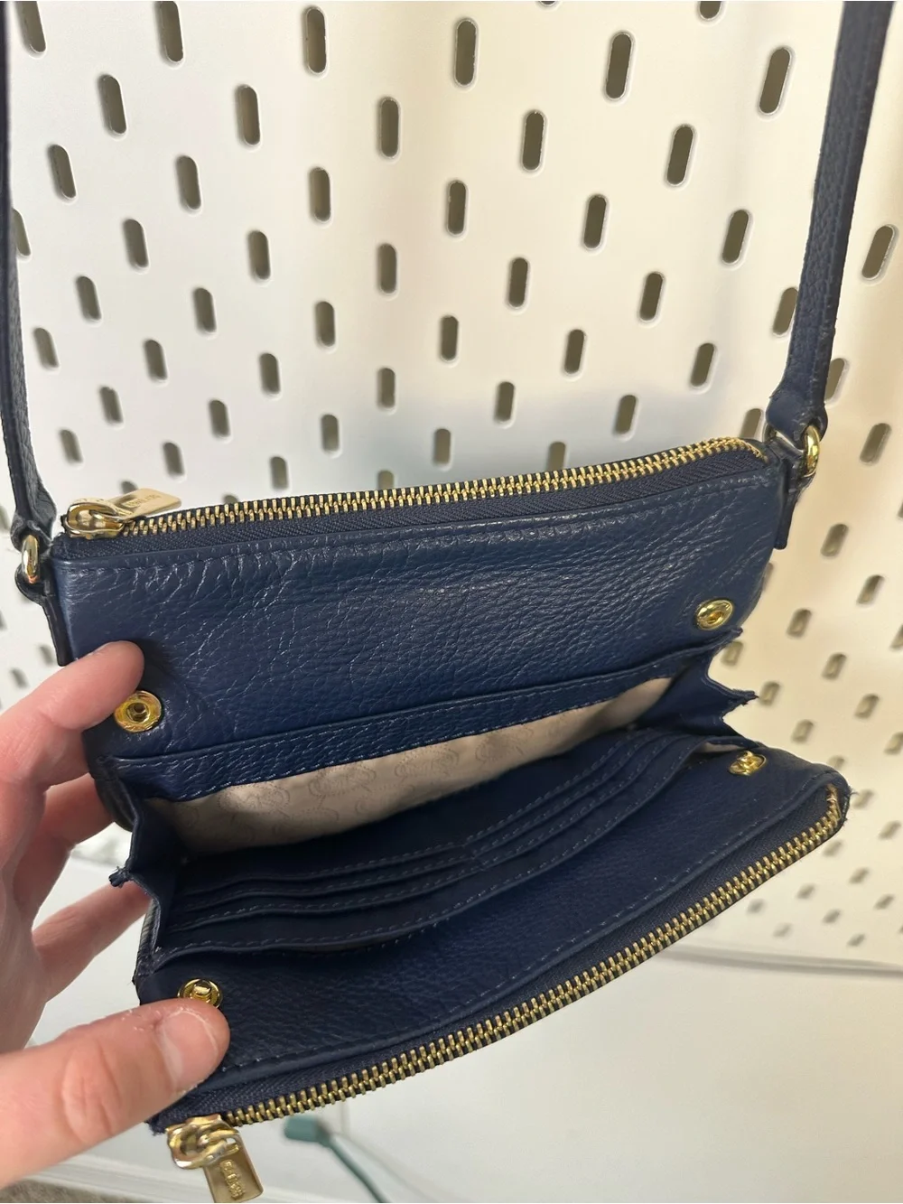 Michael Kors Fulton Crossbody Bag in Dark Blue Pebble Leather